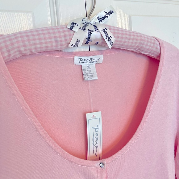 NWT Pink 3/4 Sleeve Rhinestone Button Scoop Neck Cardigan-Size L - Picture 2 of 7